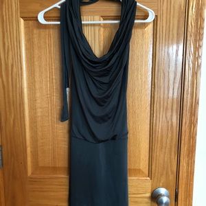 Gray backless halter cocktail dress